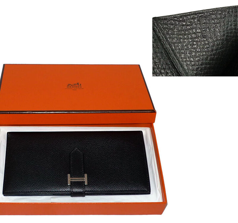 Hermes Bearn Wallet J Stamp Black Epsom Palladium Hardware-0