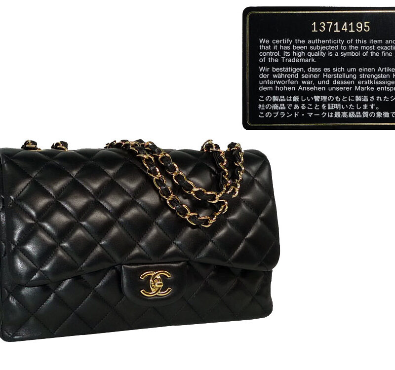 Chanel 13714195 Black Lambskin Jumbo Single Flap with Gold Hardware-0