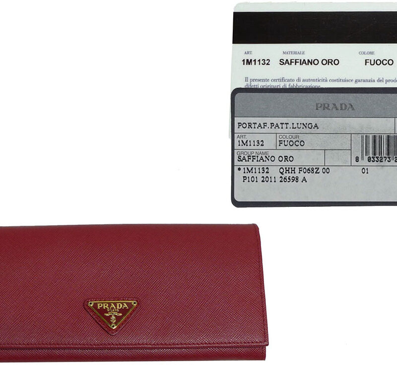 Prada 1M1132 Fuoco Saffiano Oro Long Wallet-0