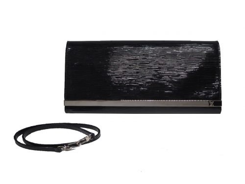 Louis Vuitton Black M4055N Glossy Epi Electric Leather Sevigne Clutch/ Wallet on Chain-0