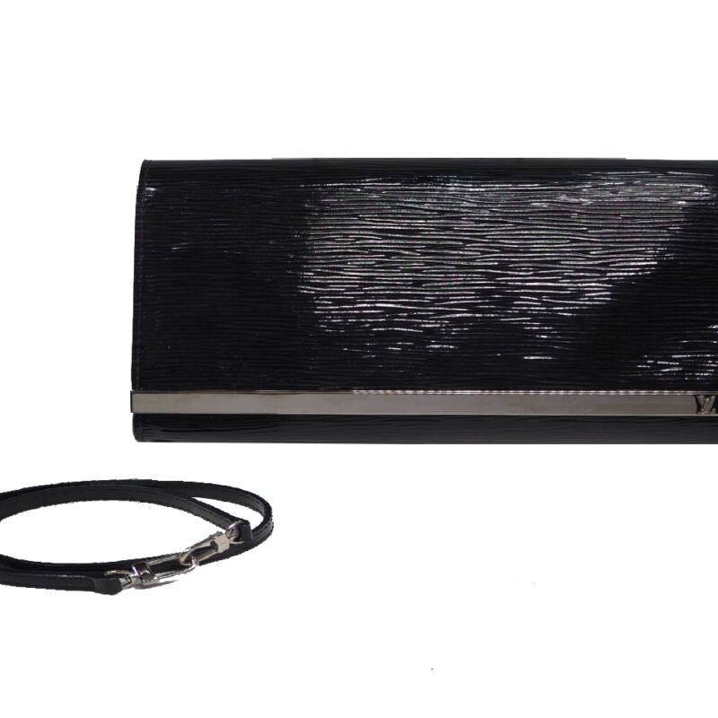 Louis Vuitton Black M4055N Glossy Epi Electric Leather Sevigne Clutch/ Wallet on Chain-0