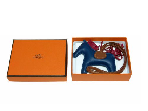 Hermes Rodeo PM Horse Bag Charm Trio Color Bleu De Malte/Rubis/Fauve-0