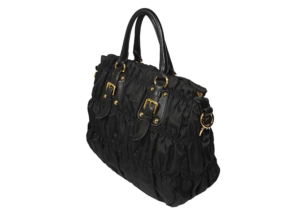 Prada BN1336 Black Tessuto Gaufre Shopping Tote-28786