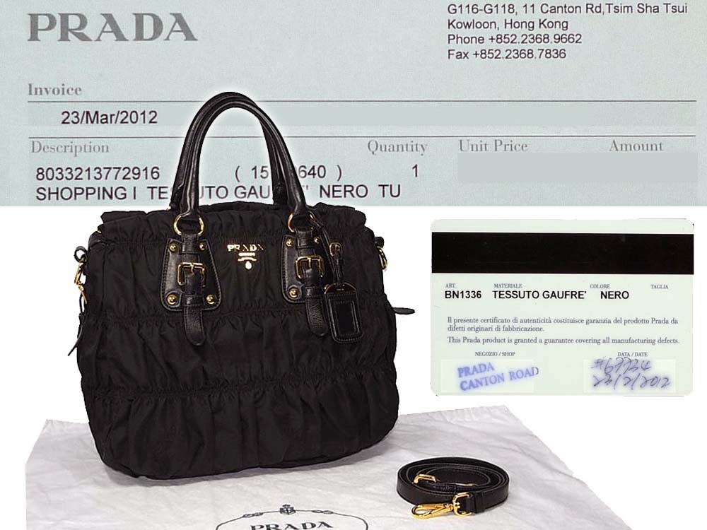 Prada BN1336 Black Tessuto Gaufre Shopping Tote-0