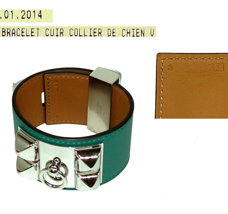Hermes Collier De Chien CDC Malachite PHW Q Stamp S Size Bracelet-0