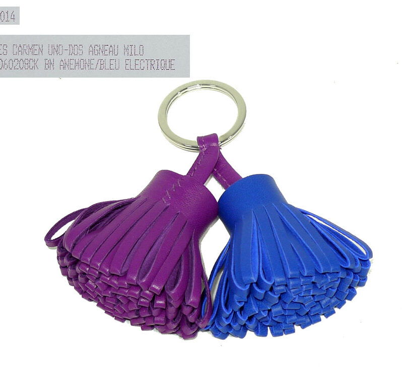 Hermes Carmen Duo Anemone/ Bleu Electric Bag Charm -0