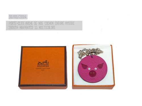 Hermes Rose Shocking Pink Animal Leather Bag Charm / Key Holder-0