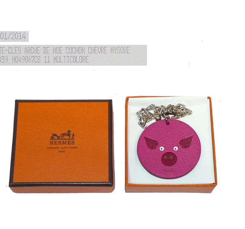 Hermes Rose Shocking Pink Animal Leather Bag Charm / Key Holder-0
