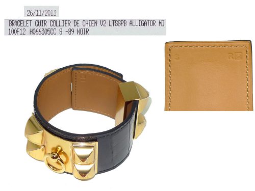 Hermes Collier De Chien CDC Alligator Shine Black Prorosus Gold Hardware Q Stamp in S Size-0
