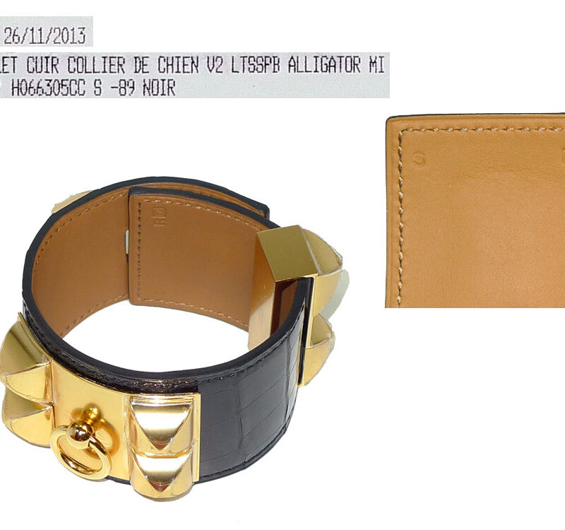 Hermes Collier De Chien CDC Alligator Shine Black Prorosus Gold Hardware Q Stamp in S Size-0