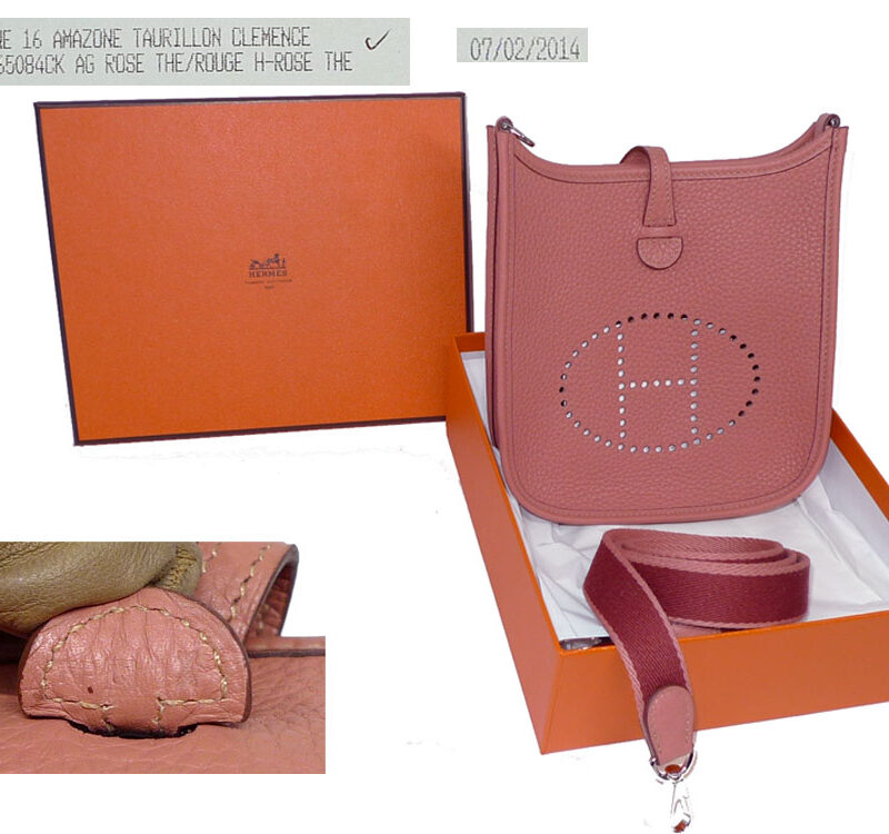 Hermes Evelyne 16 Pochette TPM Q Stamp in Duo Color Rouge H/ Rose Amazona Strap Crossbody Bag-0