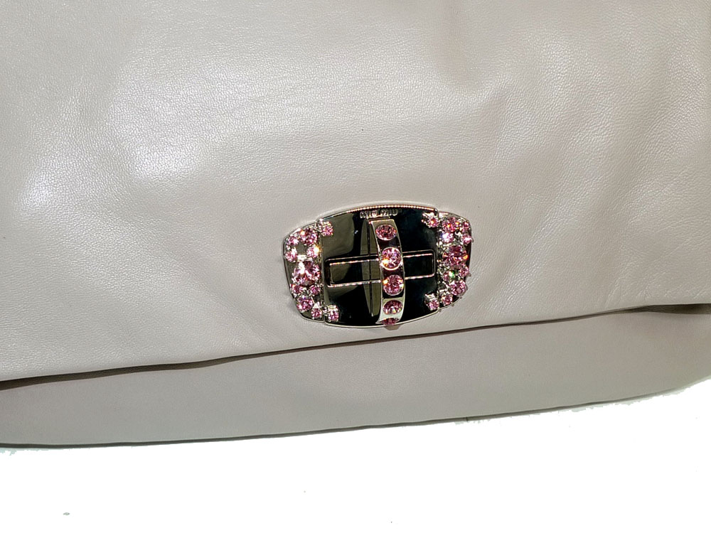 Miu Miu Pink Nappa Cristal Jewelled Large Flap Three-in-one Pochette / Clutch/ Bag-29162