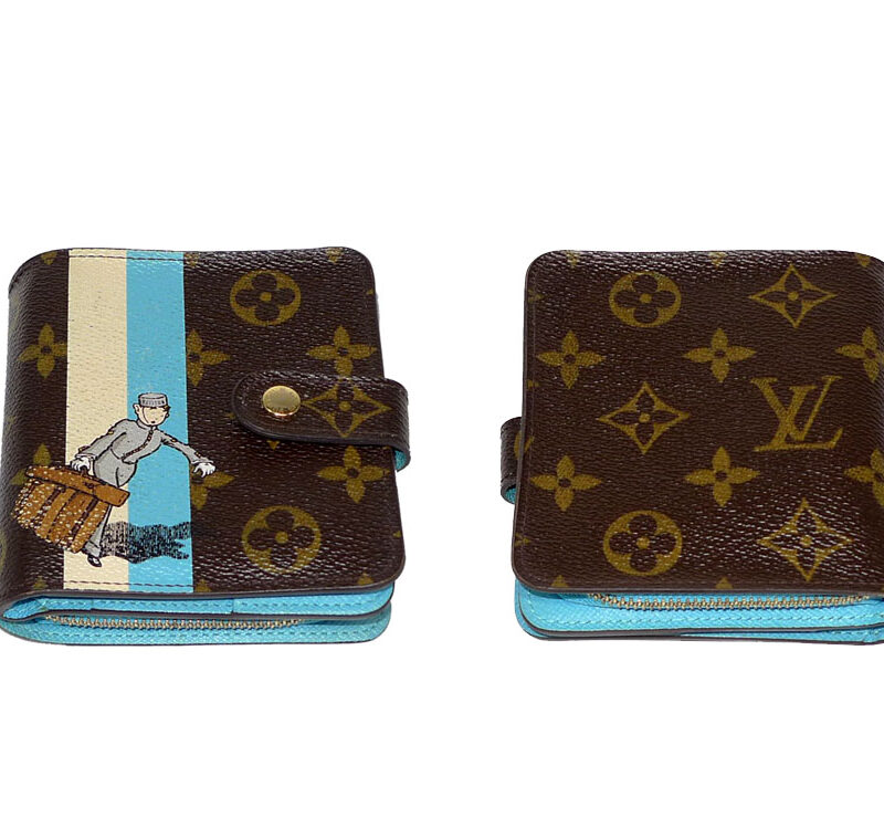 Louis Vuitton Limited Collection Monogram BellBoy Groom Blue Bifold Zip-Around Compact Wallet-0