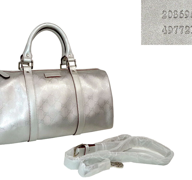 Gucci 203696 Silver Crystal GG Boston w Strap -0