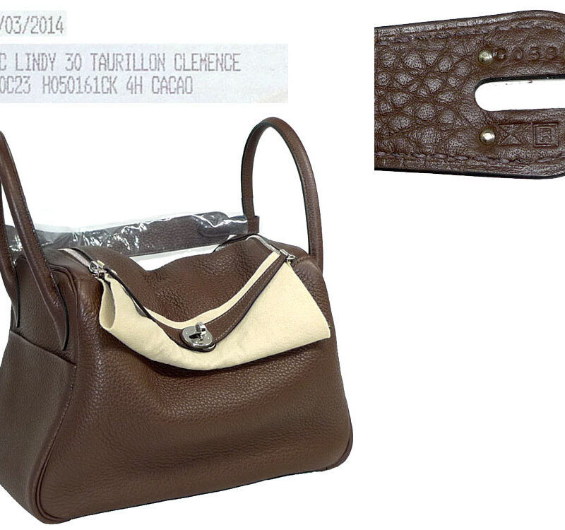 Hermes Lindy 30 Clemence Chocolate R Stamp-0
