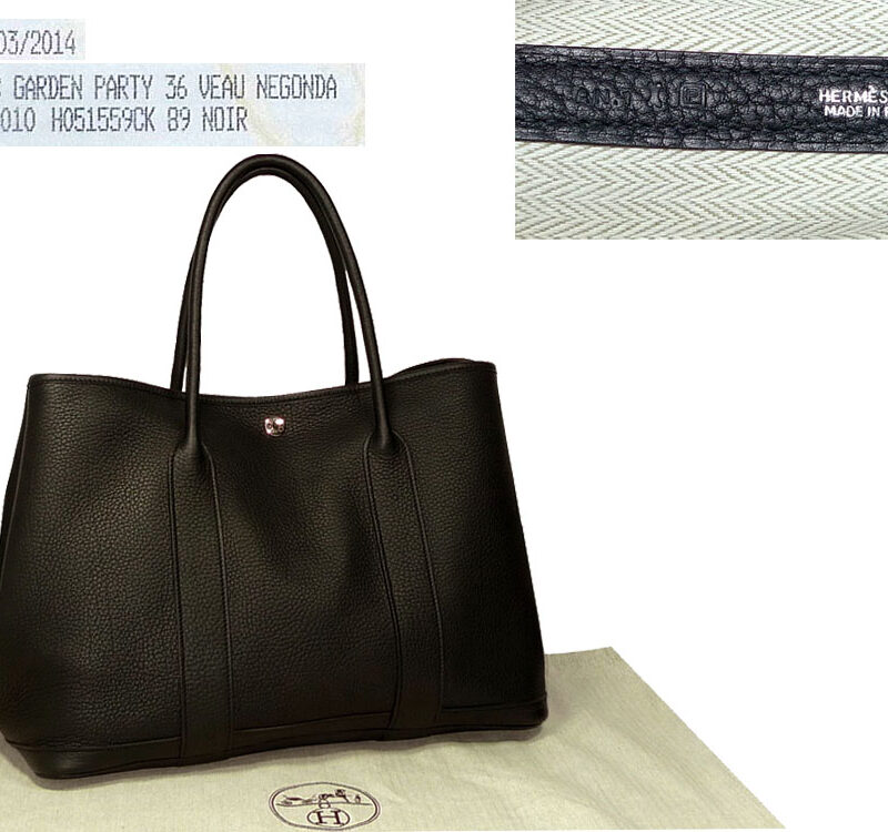 Hermes Black Veau Negonda "P" Stamp 36cm Garden Party Doument Bag-0