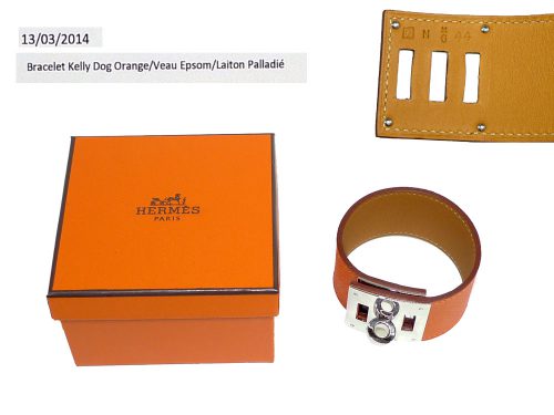 Hermes Bracelet Kelly Dog Orange Epsom Palladium Q Stamp-0