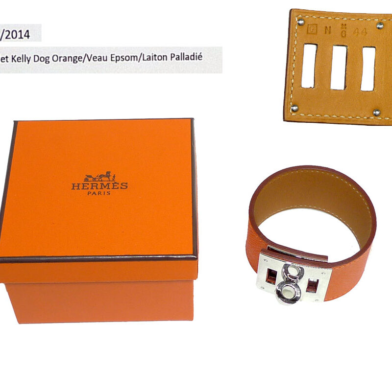 Hermes Bracelet Kelly Dog Orange Epsom Palladium Q Stamp-0