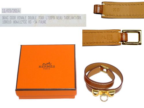 Hermes Rivale Double Tour Tadelakt/Fauve XS Gold Hardware R Stamp - Size XS-0