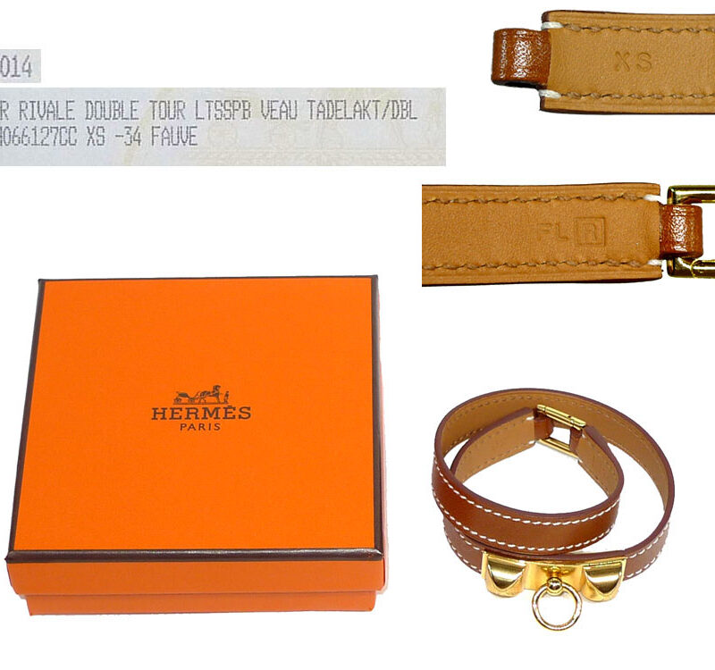 Hermes Rivale Double Tour Tadelakt/Fauve XS Gold Hardware R Stamp - Size XS-0