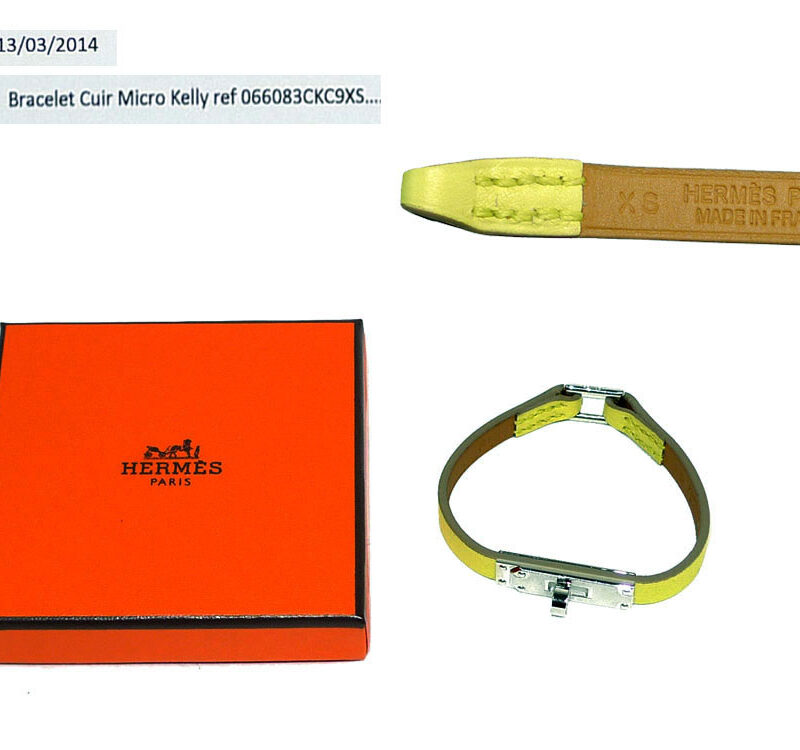 Hermes Micro Kelly Bracelet Lime Palladium XS Size Q Stamp-0