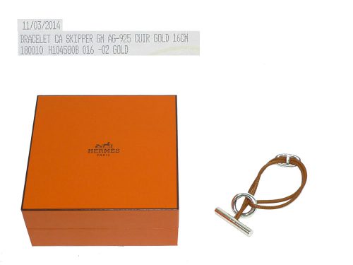 Hermes Bracelet Skipper GM Gold Leather 16cm Silver Hardware-0