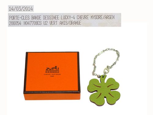 Hermes Lucky-4 Vert Anis / Orange Bag Charm -0