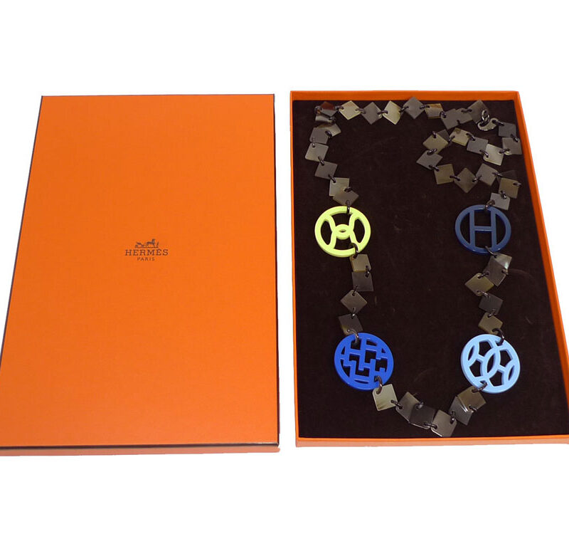 Hermes Sautoir Deva Buffalo Bubalus Necklace Colored H Horn & Lacquer Line-0