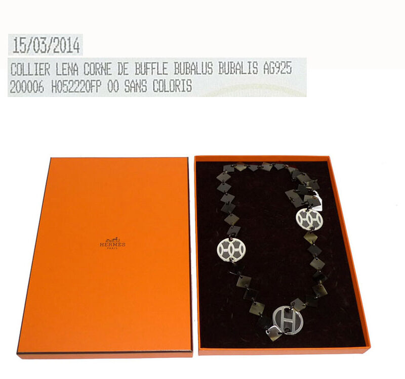 Hermes Sautoir Deva Buffalo Bubalus Necklace Palladium H Horn & Silver Line-0