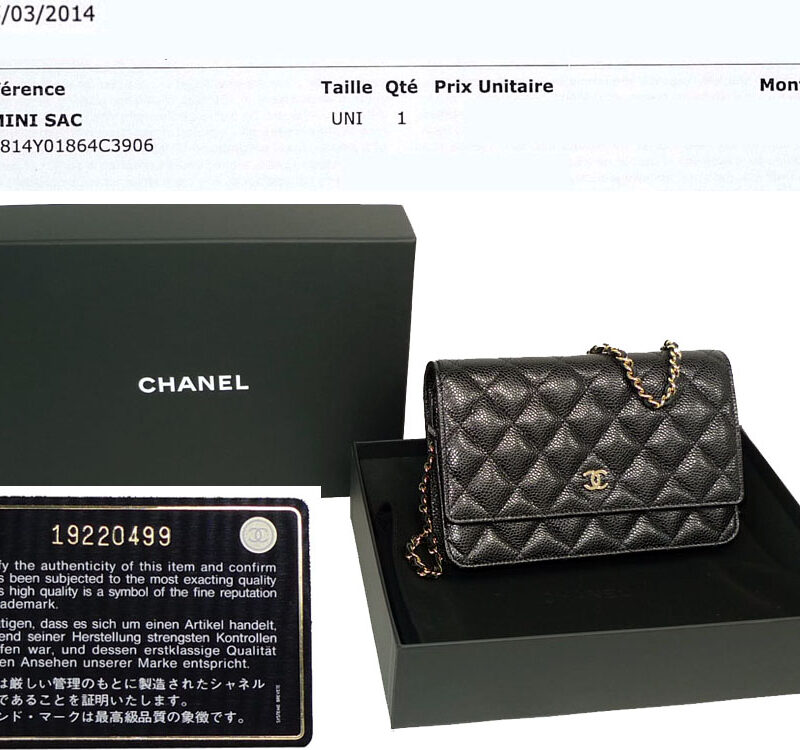 Chanel 19220499 Black Caviar Quilted Wallet On Chain GHW-0