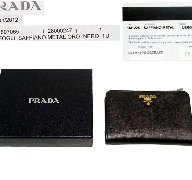 Prada 1M1225 Black Saffiano Metal Zipper Wallet-0