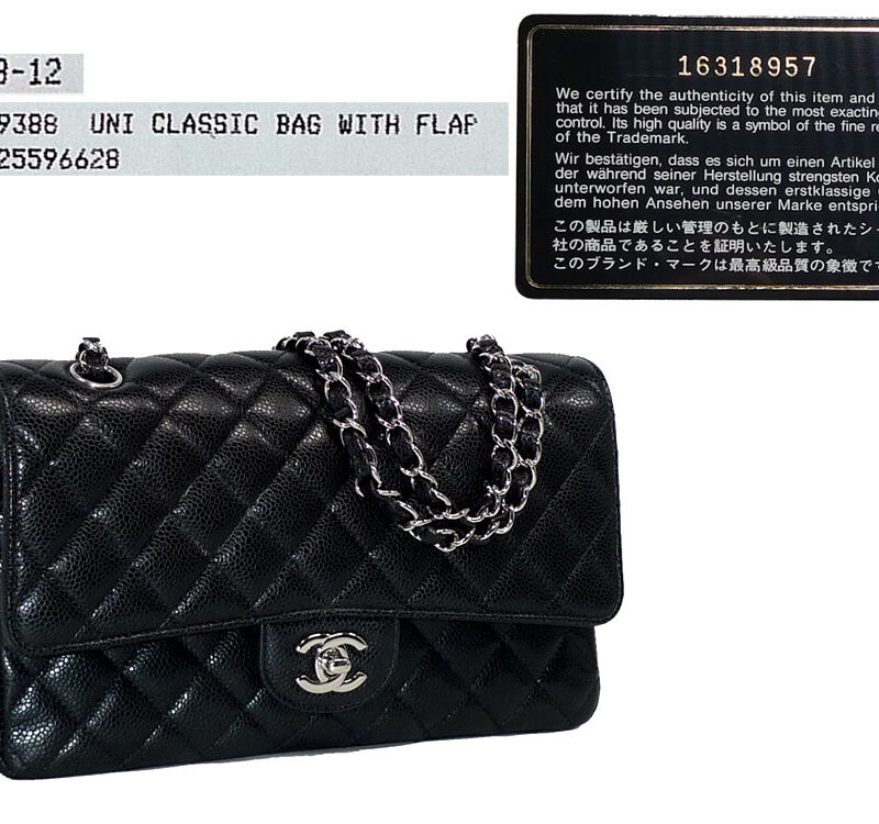 Chanel 16318957 Black Caviar 10" Medium Classic Flap in Silver Hardware-0