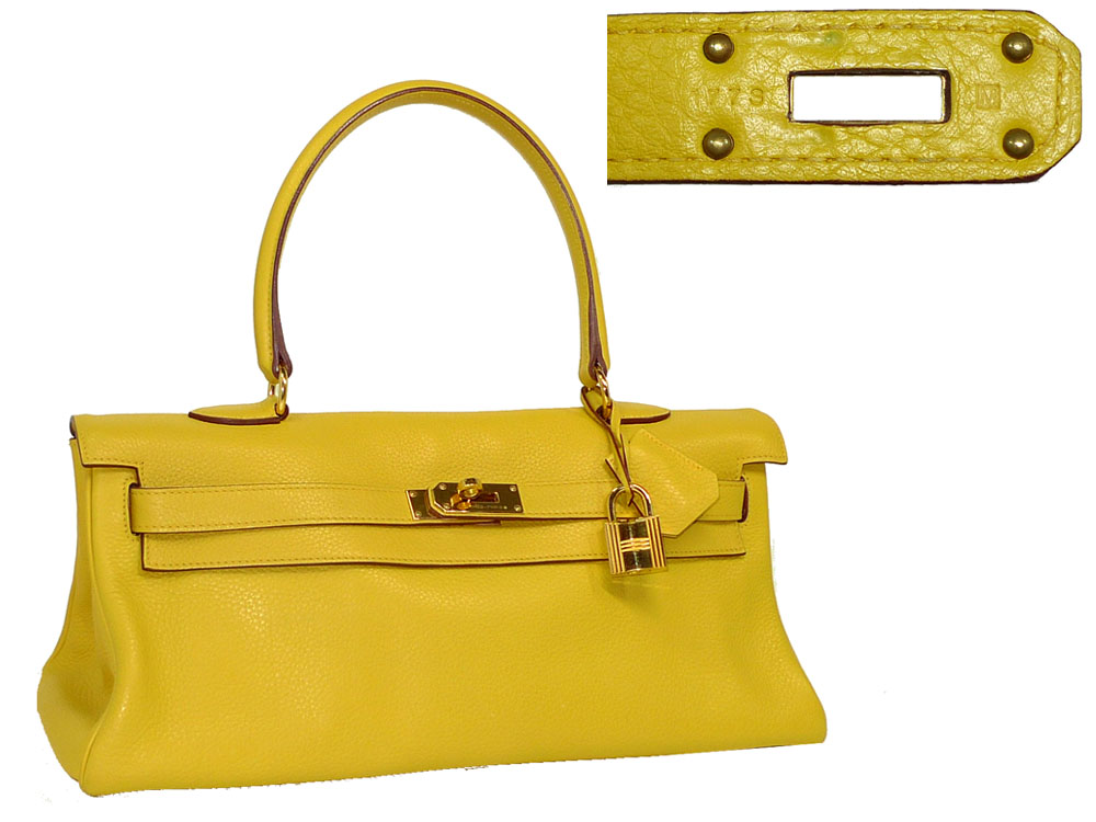 Hermes Yellow Shoulder Kelly with Gold Hardware "M" Stamp-0