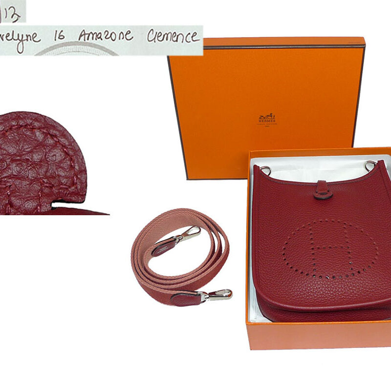 Hermes Evelyne mini TPM 16 Amazona Clemence Rouge H/ Rouge Q Stamp-0