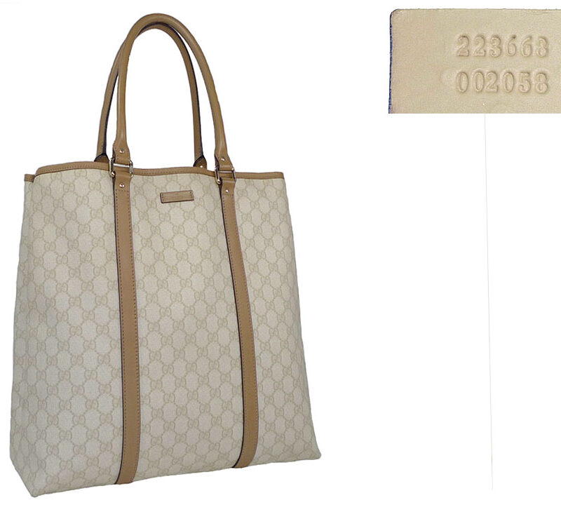 Gucci 223668 PVC Beige Trim CC Canvas Document Tote-0