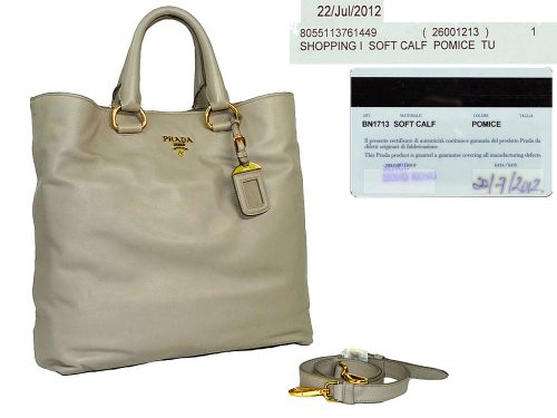 Prada BN1713 Pomice Soft Calf Shopping Tote w Strap-0