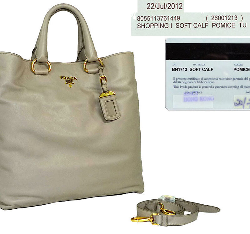 Prada BN1713 Pomice Soft Calf Shopping Tote w Strap-0
