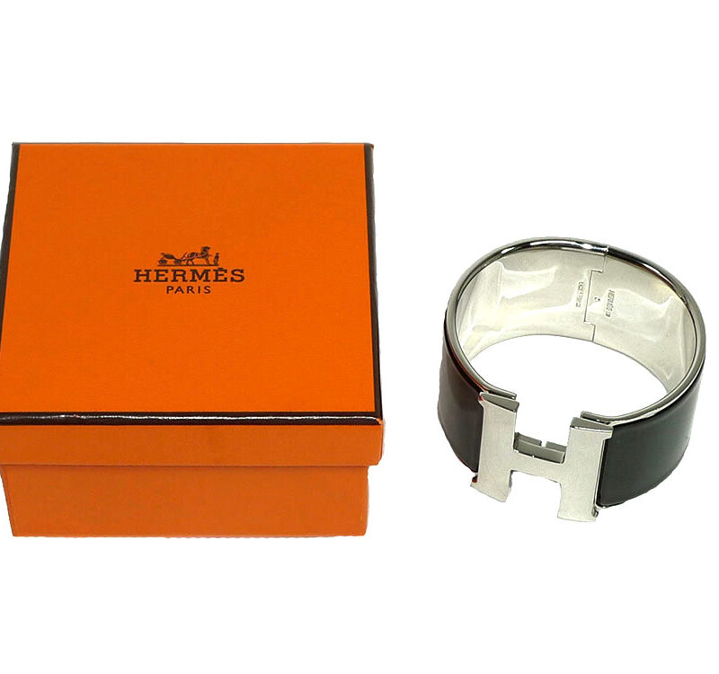 Hermes Hermes H Clic Clac XL Wide Black Silver Hardware PM Size O Stamp-0