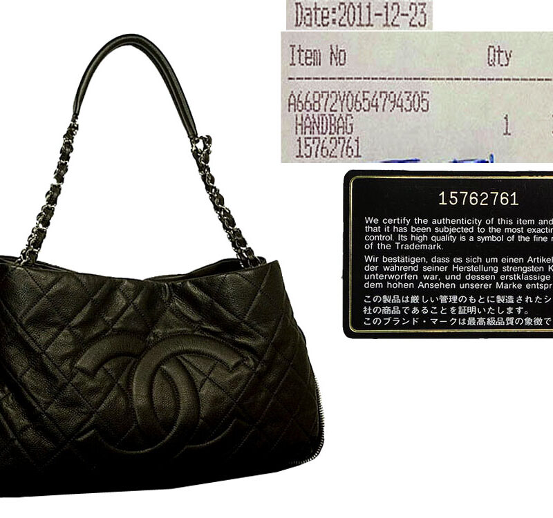 Chanel 15762761 Black Caviar Zip Around Hobo Bag with Receipt -0