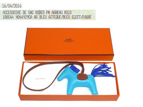 Hermes Rodeo PM Bleu Azteque/ Bleu Electric/ Fauve Bag Charm-0