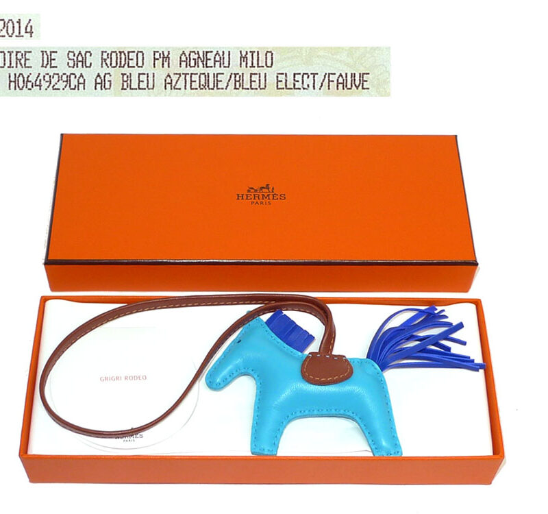 Hermes Rodeo PM Bleu Azteque/ Bleu Electric/ Fauve Bag Charm-0