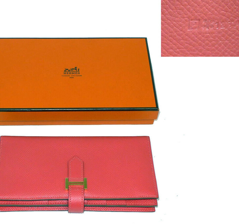 Hermes Bearn Wallet P Stamp Bougainville Epsom Gold Hardware-0
