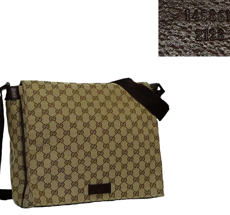 Gucci 145861 Brown GG Unisex Flap Doucment Messenger Bag Large-0