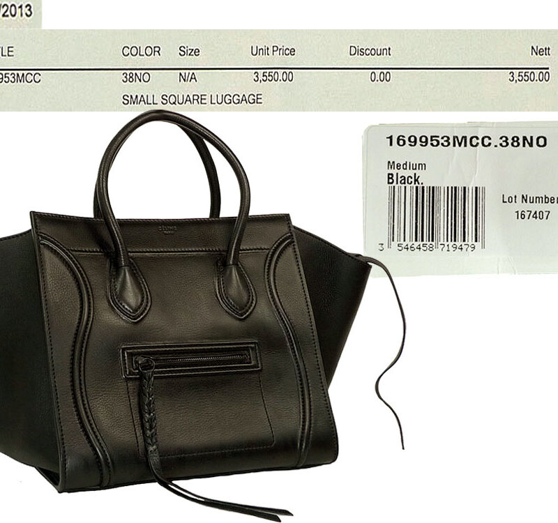 Celine 169953 MCC Black Medium Phantom Luggage -0