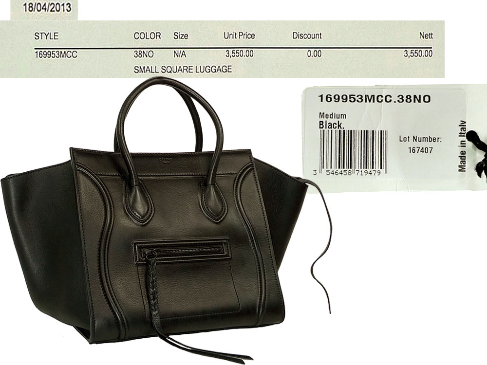 Celine 169953 MCC Black Medium Phantom Luggage -0