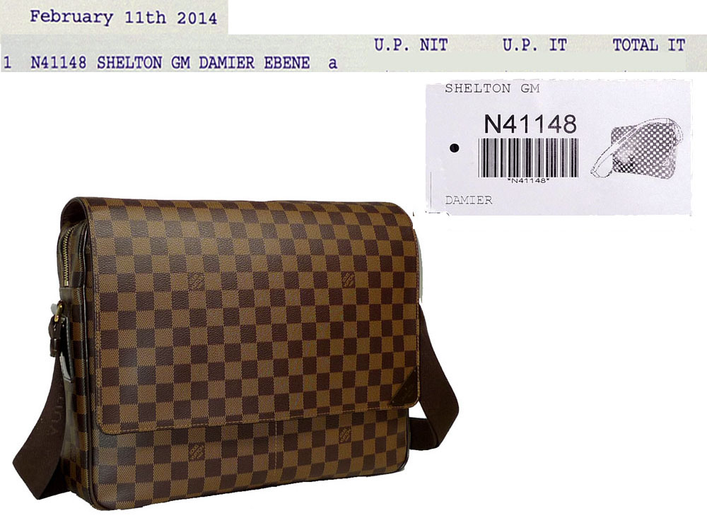 Louis Vuitton N41148 Shelton GM Damier Ebene Messenger/ Laptop Bag-0