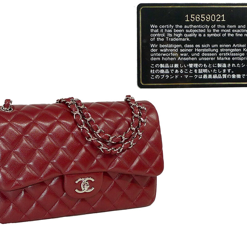 Chanel 15659021 Red Caviar Jumbo Double Flap Silver Hardware-0