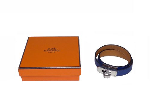Hermes Kelly Double Tour Blue Sapphire SHW Q Stamp S Size-0