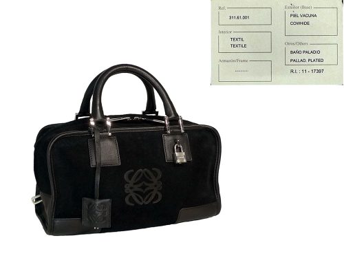 Loewe Black Suede 311.61.001 Amazona Small Tote-0