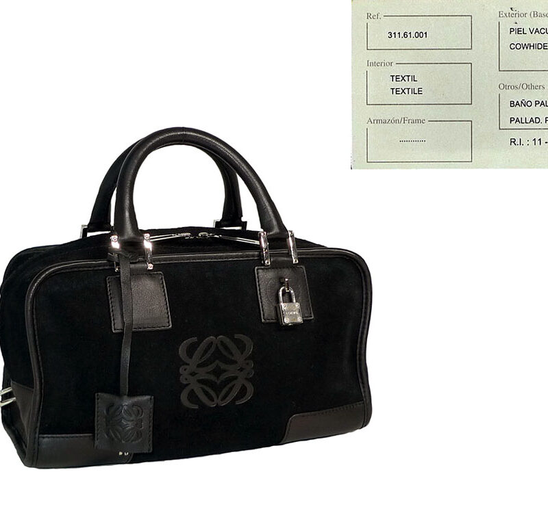 Loewe Black Suede 311.61.001 Amazona Small Tote-0